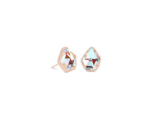 Tessa Rose Gold Stud Earrings in Dichroic Glass