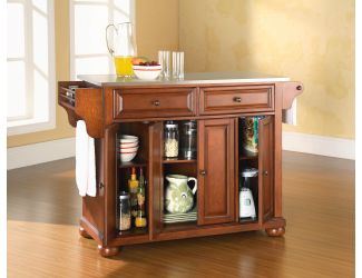 Alexandria Stainless Steel Top Kitchen Island (Cherry)