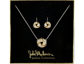 Infinity LOVE Knot Pave Set - Earrings F5278-AF03 and Slider Love Knot Pendant K5278-AF03