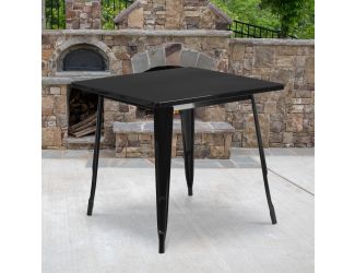 31.5" Square Black Metal Indoor-Outdoor Table - Hospitality Furniture