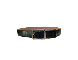 Fendi Silver Buckle Smooth Black Calf Leather Belt 100