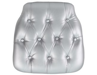 Hard Silver Tufted Vinyl Chiavari Chair Cushion - Event Accessories