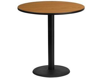 42" Round Natural Laminate Table Top with 24" Round Bar Height Table Base