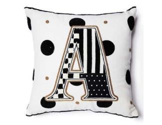 Monogram "K" Beaded Throw Pillow