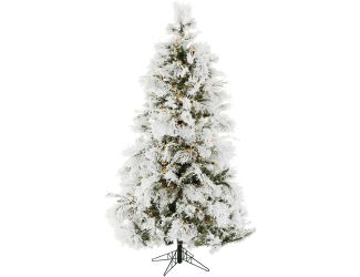 4-Ft.Snowy Pine Flocked Slim Christmas Tree with Warm White LED Lights