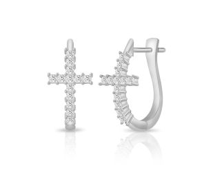 PARIKHS Princess cut Diamond Hoop Earring in 14K White Gold 0.25ct, Color-IJ, Clarity-VS2 SI1