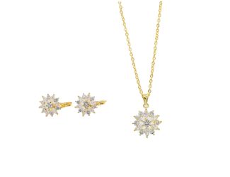 Star Burst CZ Gold Jewelry Set