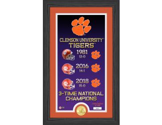 Clemson Tigers 3-Time National Champions "Legacy" Bronze Coin Photo Mint