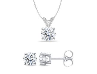 Bright White Round Lab Grown Diamond Set  in 14K White Gold 0.45ct, Color-FG, Clarity-VS SI