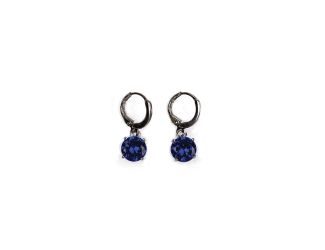 Round Cut Crystal Solitaire Earrings in Blue