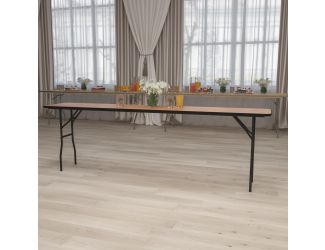 8-Foot Rectangular Wood Folding Training / Seminar Table with Clear Coated Top