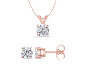 Bright White Round Lab Grown Diamond Set  in 14K Rose Gold 0.10ct, Color-FG, Clarity-VS