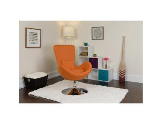 Orange Fabric Side Reception Chair with Bowed Seat - Living Room Furniture