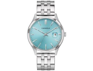 Men's Classic Stainless Steel Bracelet watch, Light Blue dial