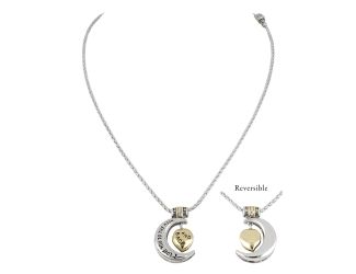 Heart In Moon Necklace - I Love You To The Moon And Back. Pendant: 3/4" W x 1-1/14" H x 1/4" Thick