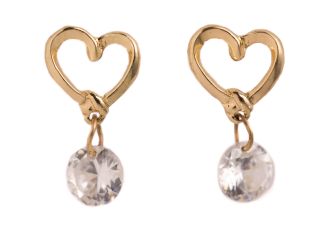 Open Heart Crystal Dangle Earrings