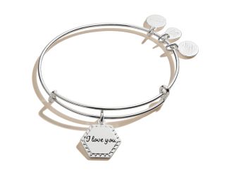I Love You IV Charm Bangle - Shiny Antique Silver