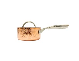 Copper Tri-Ply 5.5" Covered Saucepan, Hammered