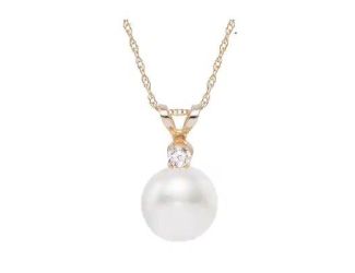 Solo Freshwater 6mm Pearl and CZ Golden Necklace