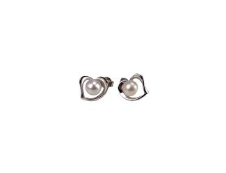 Center Pearl Heart Earrings