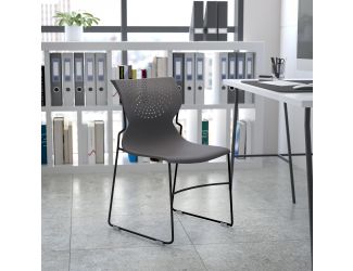 Home and Office Gray Full Back Stack Chair with Black Frame - Guest Chair