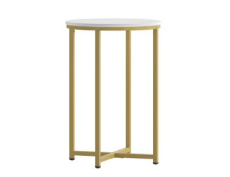 Hampstead White End Table w/ Gold Frame
