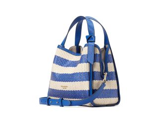 Knott Striped Woven Medium Crossbody Tote -  Classic Blue Multi