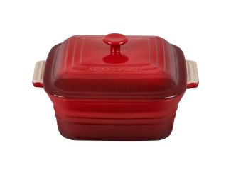 3qt Stoneware Covered Square Casserole Cerise