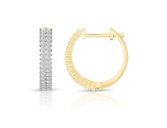 PARIKHS Princess cut Diamond Hoop Earring in 14K Yellow Gold 0.65ct, Color-IJ, Clarity-VS2 SI1
