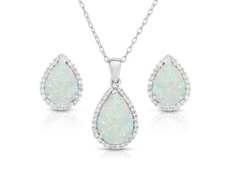 Opal Earrings & Necklace Set