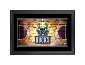 10" x 18" Hardwood Classics Panoramic Framed Photograph - Milwaukee Bucks