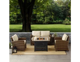 Bradenton 5-Piece Outdoor Wicker Conversation Set With Sand Cushions