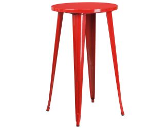 24" Round Red Metal Indoor-Outdoor Bar Height Table - Restaurant Furniture