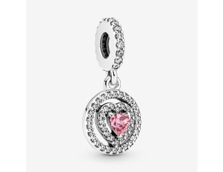 Double Halo Heart Dangle Charm