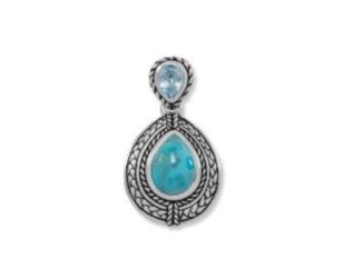 Sterling Silver & Blue Topaz Pear Shaped Pendant