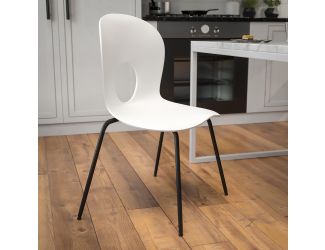 770 lb. Capacity Designer White Plastic Stack Chair with Black Frame