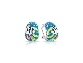 Belle Etoile Round Red & White Cubic Zirconia studded Angelfish Earrings - 925 SS.