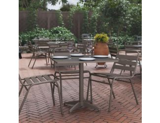 31.5" Square Metal Smooth Top Indoor-Outdoor Table with Base - Bronze