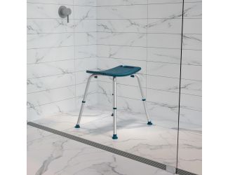 Tool-Free 300 Lb. Capacity, Adjustable Navy Bath & Shower Chair w/ Non-slip Feet
