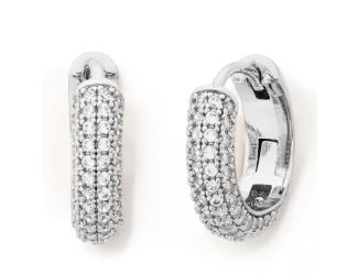 Brilliant Statements Pave Mini Huggies - Clear/Silver