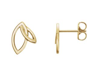 14K Yellow Double Leaf Earrings