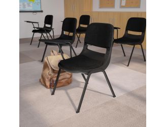 Black Padded Ergonomic Shell Chair with Right Handed Flip-Up Tablet Arm
