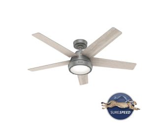Burroughs 52" Ceiling Fan w/ 2 LED Lights Matte Silver/Light Gray Oak