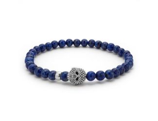 Unisex Lapis Skull Bracelet