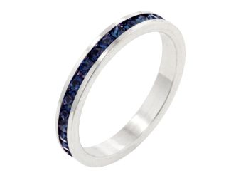Stackable Deep Blue Swarovski Crystal Silver Ring
