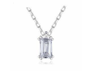 Latonia Cabella created Sterling Silver Delicate Rectangular Shaped AAA 1/3 CT. CZ Baguette Necklace