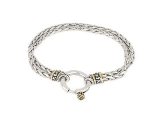 Celebration Rhodium Smooth Wheat Bracelet with gold tips and a Spring Ring 7"