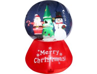 6-Ft. Tall Prelit Santa and Snowman Snow Globe Inflatable