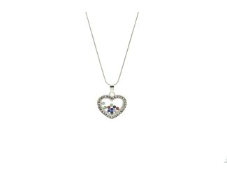CZ Surrounded Heart with 10 Floating Crystals Necklace