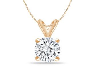 Bright White Round Lab Grown Diamond Pendant in 14K Yellow Gold 1.70ct, Color-FG, Clarity-VVS